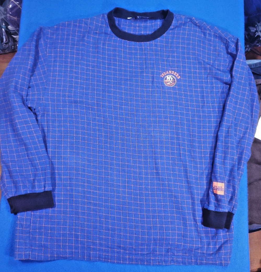 Vintage NY Islanders Shirt Long Sleeve Concepts Sport Grid Blue Men's XL NHL